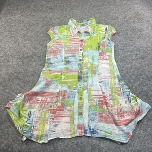 CMC Color Me Cotton Womens Shirt Medium Tunic Lagenlook Abstract Bustled Sides